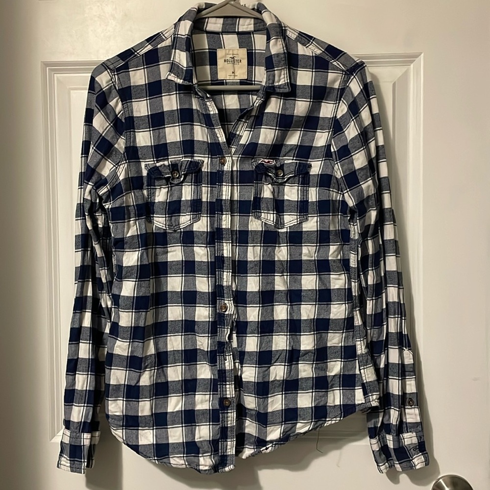 Hollister Blue Checkered Flannel